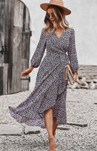 Load image into Gallery viewer, Floral Wrap Maxi Dress, Long Maxi dress, Maxi formal Dresses & Gowns, ruffled maxi dress, cute winter brunch outfits, tiered ruffle dress, ruffle maxi dress, long maxi dress, lace long sleeve maxi dress formal, fall flowy maxi dress, venus lace up ruffle maxi dress, blush tulle maxi dress, floral long beach dress, tie waist smock dress, holiday smock dress, boho split maxi dress, vestidos, boho holiday dress, elegant bohemian floral maxi dress, one piece long maxi dress, maxi long dress for women sexy.