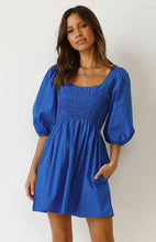 Load image into Gallery viewer, casual Friday outfits, lantern sleeves dress, solid color dress, cute short dress, frill frock, cute dressy, cute outfits to wear roller skating, 80's casual wear, cute converse outfits, short homecoming dresses cheap, beautiful frock style