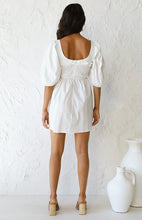 Load image into Gallery viewer, casual Friday outfits, white short frock, lantern sleeves dress, solid color dress, cute short dress, frill frock, cute dressy, cute outfits to wear roller skating, 80's casual wear, cute converse outfits, short homecoming dresses cheap, beautiful frock style