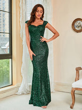 Load image into Gallery viewer, Green Sequin Mermaid Gown, Sequin Party Dress, Sparkly Maxi Dress, sequin tube gown, Tube Mermaid Gown, Sling mid waist Party long floor dress, Mermaid Dress, Women's Cocktail & Party Dress, Plus size Cocktail & Party Dresses, cute new years outfits, Sexy Cocktail Dresses, Plus size formal dresses & gowns, sequin brides maid dress, sequin wedding dress.