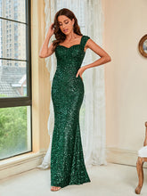 Load image into Gallery viewer, Green Sequin Mermaid Gown, Sequin Party Dress, Sparkly Maxi Dress, sequin tube gown, Tube Mermaid Gown, Sling mid waist Party long floor dress, Mermaid Dress, Women's Cocktail & Party Dress, Plus size Cocktail & Party Dresses, cute new years outfits, Sexy Cocktail Dresses, Plus size formal dresses & gowns, sequin brides maid dress, sequin wedding dress.