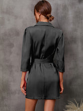 Load image into Gallery viewer, womens power suit, double breasted dress, black suit coat, black blazer dress, women's jacket, women's jacket dress, long coat dress, women's suit coat, Plus size Coats & Jackets, Trendy Plus size coats, Womens Outdoor coat, Cute Brunch outfits winter, black dress with belt, formal party dresses for women, womens formal party wear, coat dress womens.