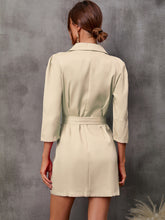 Load image into Gallery viewer, womens power suit, double breasted dress, black suit coat, black blazer dress, women's jacket, women's jacket dress, long coat dress, women's suit coat, Plus size Coats & Jackets, Trendy Plus size coats, Womens Outdoor coat, Cute Brunch outfits winter, beige dress with belt, formal party dresses for women, womens formal party wear, coat dress womens.