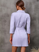 Load image into Gallery viewer, womens power suit, double breasted dress, black suit coat, black blazer dress, women's jacket, women's jacket dress, long coat dress, women's suit coat, Plus size Coats & Jackets, Trendy Plus size coats, Womens Outdoor coat, Cute Brunch outfits winter, purple dress with belt, formal party dresses for women, womens formal party wear, coat dress womens.