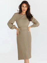 Load image into Gallery viewer, Lululemon sweater dress, Polo Sweater Dress, Pleated Sweater Dress, Two Piece Skirt Set, Blazer Dress, Pleated Jumper Dress, Sweater Dress, Knitted jumper dress, cute holiday party outfits. cute brunch outfits winter, Prom & Homecoming, cute warm fall outfits, knitted Christmas pleated party dress.