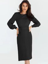 Load image into Gallery viewer, Lululemon sweater dress, Polo Sweater Dress, Pleated Sweater Dress, Two Piece Skirt Set, Blazer Dress, Pleated Jumper Dress, Sweater Dress, Knitted jumper dress, cute holiday party outfits. cute brunch outfits winter, Prom & Homecoming, cute warm fall outfits, knitted Christmas pleated party dress, black sweater dress.