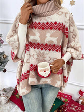 Load image into Gallery viewer, Women's Christmas Turtleneck Pullover, Womens Elk Snowflake Ugly Christmas Sweater, Holiday sweater, xmas life ugly sweater, Oversized Knit Sweater, women's Christmas sweater with snowflakes, christmas sweater women near me, ladies knitted jumper, women's festive sweater.
