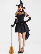 Load image into Gallery viewer, halloween witch dress, halloween outfit, sexy halloween costumes, halloween dress, black halloween dress, cosplay witch halloween outfit,  black party dress, duo halloween costumes, heidi klum halloween costumes, billie elish halloween costumes, pulp fiction costume, duo costumes, blonde halloween costumes, cereal killer costume, sexy halloween costume.
