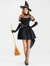 Load image into Gallery viewer, halloween witch dress, halloween outfit, sexy halloween costumes, halloween dress, black halloween dress, cosplay witch halloween outfit,  black party dress, duo halloween costumes, heidi klum halloween costumes, billie elish halloween costumes, pulp fiction costume, duo costumes, blonde halloween costumes, cereal killer costume, sexy halloween costume.