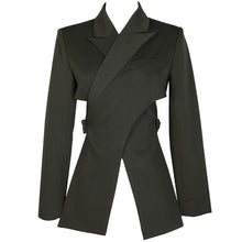 Load image into Gallery viewer, black cross split jacket for women