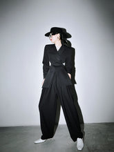 Load image into Gallery viewer, Women Long Jacket, Split Jacket, black blazer jacket