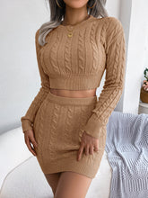Load image into Gallery viewer, Two Piece Sweater Dress, Knitted Co-ord Set, Knotted co ord, Two piece sweater skirt set, Two-Piece Outfit Set, Slinky Co-ord, Two piece Sweater Dress, Knitted Co-ord Set, Co-ord for women,  Crop Top and Mini Skirt co-ord, Knitted Co-ord Set, bodycon sweater dress,