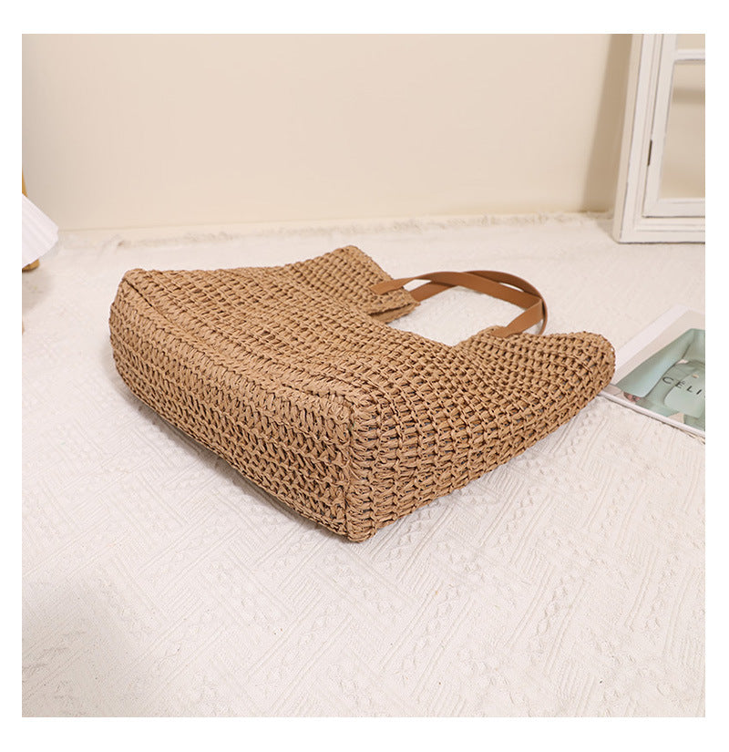 Beachy Oversized Straw Tote Bag – Chic Woven Straw Shoulder Bag