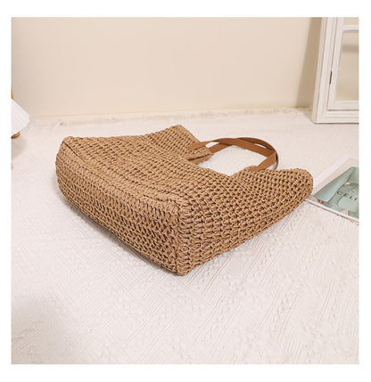 Beachy Oversized Straw Tote Bag – Chic Woven Straw Shoulder Bag