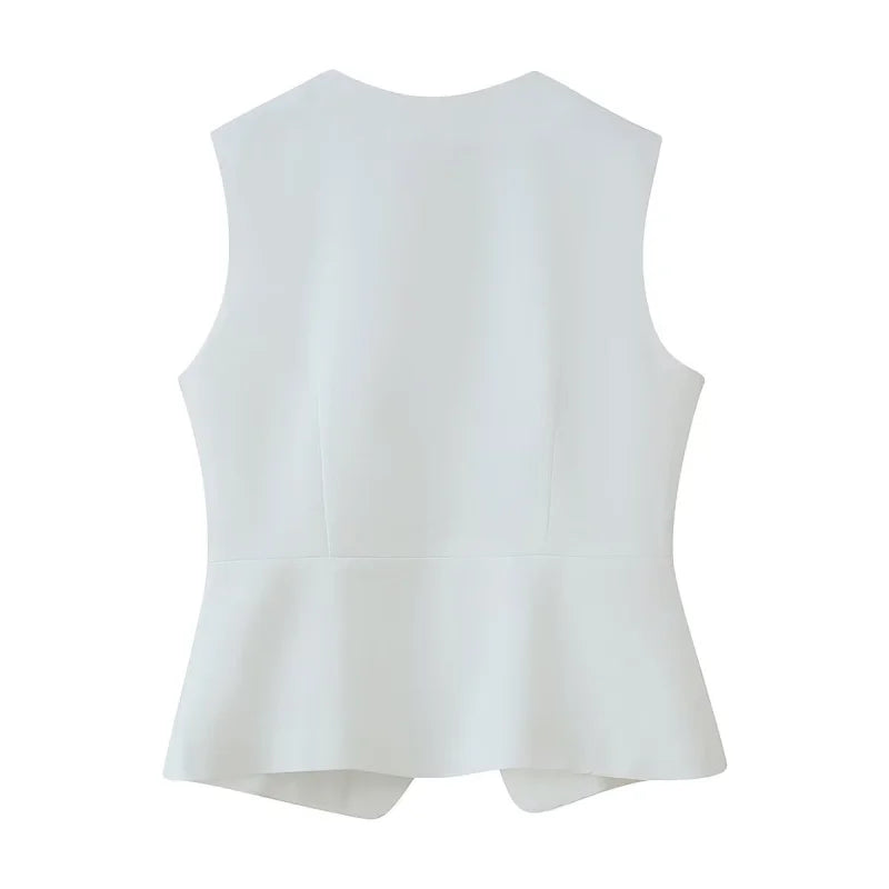 Aveline Tailored Peplum Vest Women | Sleeveless Blazer Vest Top