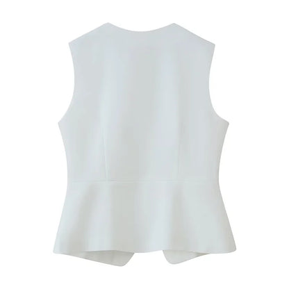 Aveline Tailored Peplum Vest Women | Sleeveless Blazer Vest Top