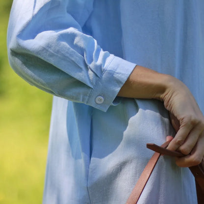 Chloe Summer Casual Oversized Shirt Dress – Cotton Linen Midi