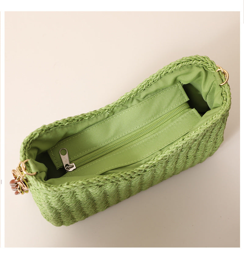 Arlo Woven Straw Shoulder Bag | Chic Vacation Boho Straw Bag for women