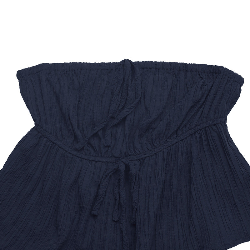 Amara Elegant Peplum Wide Leg Pants Set Women - Quiet Luxury Strapless Matching Set