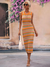Load image into Gallery viewer, Spring Summer Dress Slim Fit Mixed Color Splicing Pullover Striped Women Knitwear