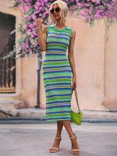 Load image into Gallery viewer, Spring Summer Dress Slim Fit Mixed Color Splicing Pullover Striped Women Knitwear