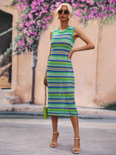 Load image into Gallery viewer, Spring Summer Dress Slim Fit Mixed Color Splicing Pullover Striped Women Knitwear