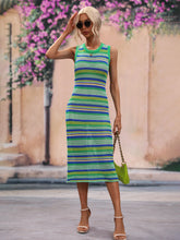 Load image into Gallery viewer, Spring Summer Dress Slim Fit Mixed Color Splicing Pullover Striped Women Knitwear