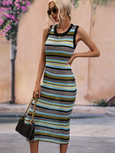 Load image into Gallery viewer, Spring Summer Dress Slim Fit Mixed Color Splicing Pullover Striped Women Knitwear