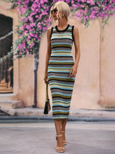 Load image into Gallery viewer, Spring Summer Dress Slim Fit Mixed Color Splicing Pullover Striped Women Knitwear