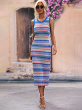 Load image into Gallery viewer, Spring Summer Dress Slim Fit Mixed Color Splicing Pullover Striped Women Knitwear