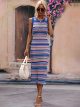Load image into Gallery viewer, Spring Summer Dress Slim Fit Mixed Color Splicing Pullover Striped Women Knitwear