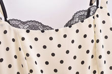 Load image into Gallery viewer, Black and White Polka Dot Dress, polka dot midi dress, mermaid dress, Ruffle Midi Dress, Bodycon Dress, lace dress, lace bodycon dress, Polka dot summer dress, white sundress, sleeveless polka dot dress, polka dots, Summer sundress, Ruffle Maxi Dress, Bodycon Lace Dress, Ruffle hem dress, Smock Dress, long summer dresses.