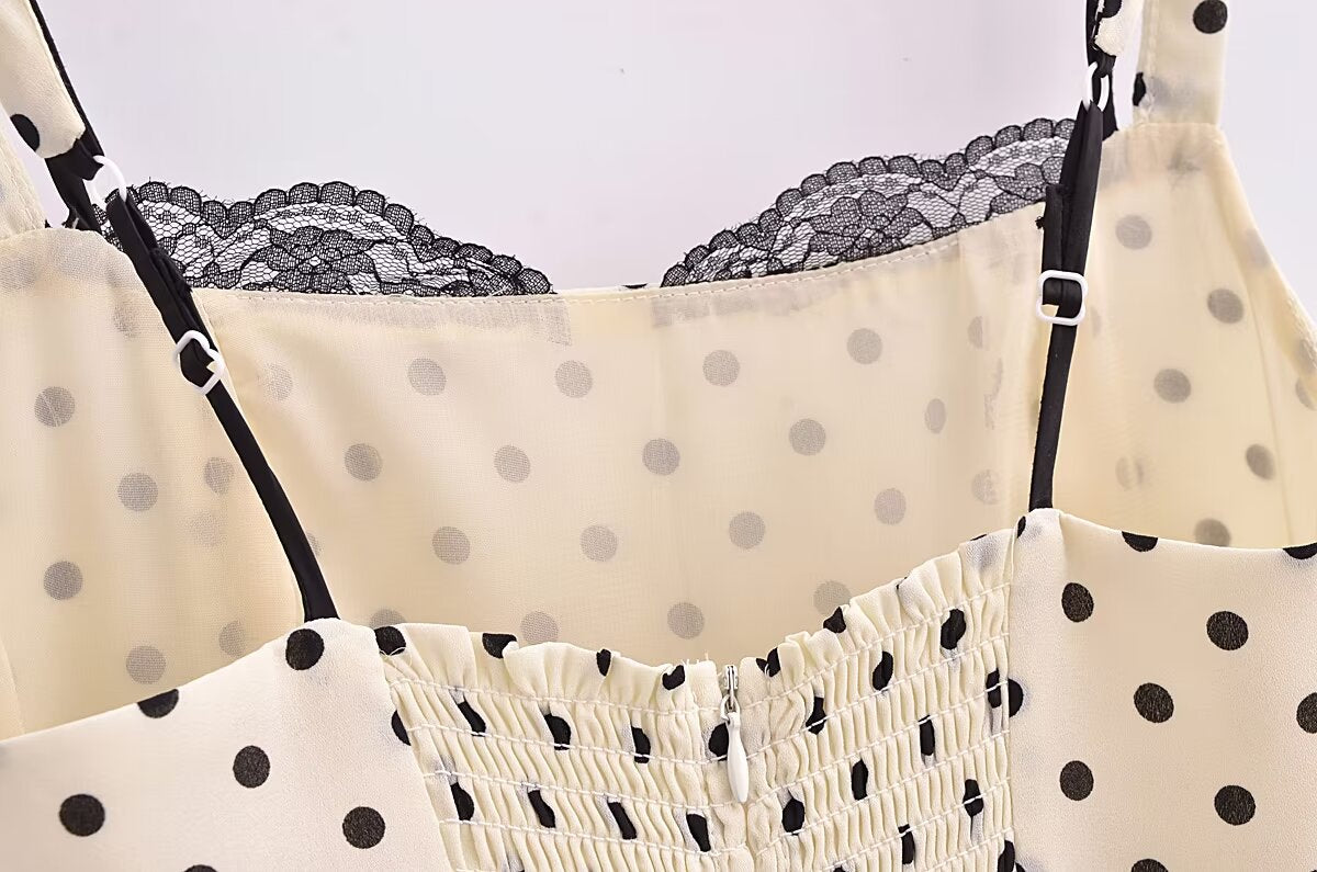 Timeless Charm Black and White Polka dot dress | Ruffle Midi Dress | Bodyon Mermaid Lace Dress