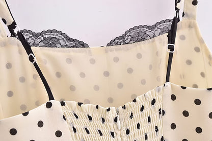 Timeless Charm Black and White Polka dot dress | Ruffle Midi Dress | Bodyon Mermaid Lace Dress