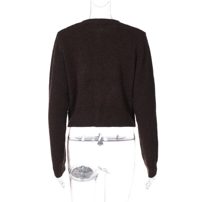 Adeline Round Neck Button Front Knit Cardigan