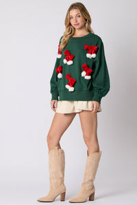 Autumn Winter Christmas Bow Decoration Top Casual Long Sleeve Pullover Hoodie