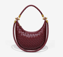 Load image into Gallery viewer,  woven hobo purses,  Woven Saddle Handbag, crescent shoulder bag, woven crescent bag purse, hand woven hobo bag, woven leather hobo bag, woven knotted hobo bag, leather saddle bags, women&#39;s shoulder bag, shoulder purses handbag for women, cute purses, crescent bag.