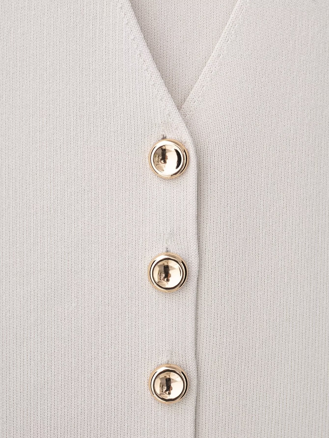 Minimal Muse White Tailored Vest-Women’s Sleeveless Buttoned Waistcoat with Gold Buttons | Business Casual Office Outfit