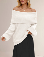 Load image into Gallery viewer, Autumn Winter Women Clothing Loose Sweater off Neck Pullover Sweater