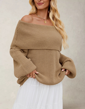 Load image into Gallery viewer, Autumn Winter Women Clothing Loose Sweater off Neck Pullover Sweater