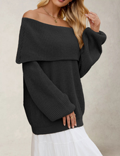 Load image into Gallery viewer, Autumn Winter Women Clothing Loose Sweater off Neck Pullover Sweater