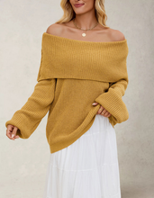 Load image into Gallery viewer, Autumn Winter Women Clothing Loose Sweater off Neck Pullover Sweater