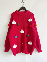 Load image into Gallery viewer, Christmas Crew neck Sweater, Womens Ugly Christmas Sweater, Holiday season sweater for women, Red Christmas jumper, Cute xmas outfits, Christmas sweatshirt, work christmas party dress, cute casual christmas outfits, Holiday sweater, Womens crew neck sweater with santa, women&#39;s ugly Christmas sweater with Santa.