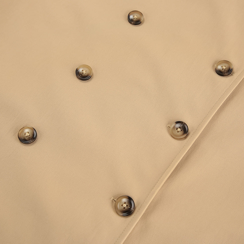 Classic Beige Double-Breasted Trench Coat for Women | Longline Coat | Quiet Luxury Fall Layering Coat