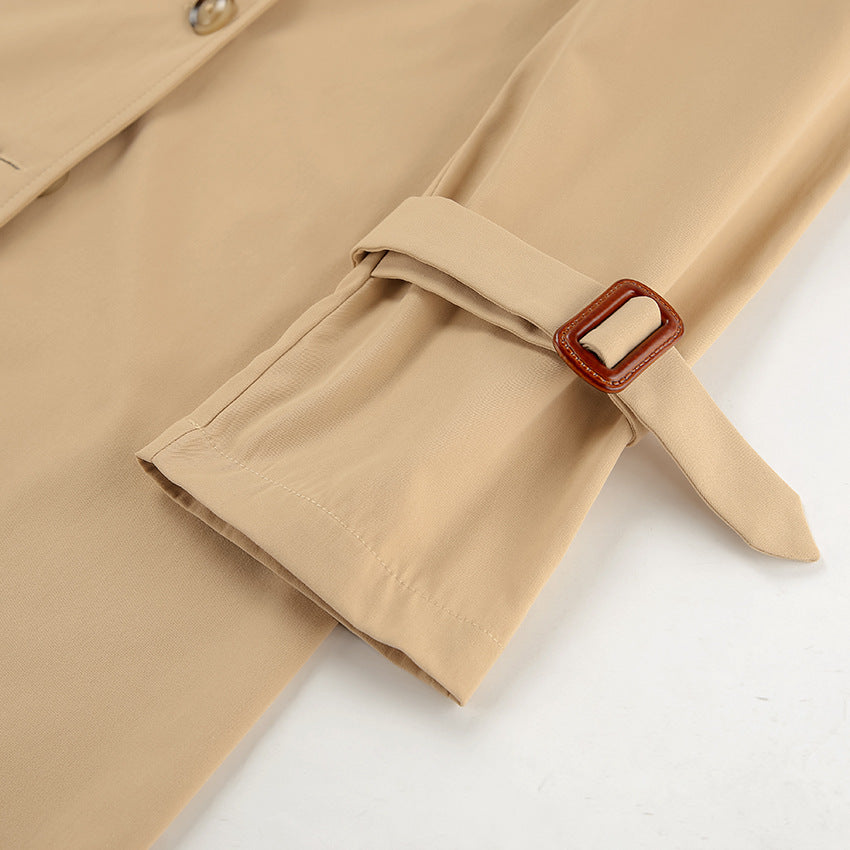 Classic Beige Double-Breasted Trench Coat for Women | Longline Coat | Quiet Luxury Fall Layering Coat