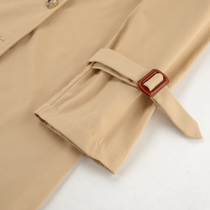 Classic Beige Double-Breasted Trench Coat for Women | Longline Coat | Quiet Luxury Fall Layering Coat