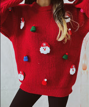 Load image into Gallery viewer, womens ugly christmas crew neck sweater, chunky knit cardigan, womens jumper red,  xmas life ugly sweater, ugly sweater day, forever 21 ugly christmas sweater, ladies knitted jumper