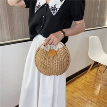 Load image into Gallery viewer, Rattan Bags, Wicker purse, shell bag, straw beach bag, straw bags, beach bags, wicker bag, beach straw bag, straw handbags, straw beach bag, crochet bags, Crossbody purse for evening, small shoulder bag for women, rattan bag, beige rattan bag