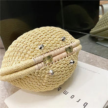 Load image into Gallery viewer, Rattan Bags, Wicker purse, shell bag, straw beach bag, straw bags, beach bags, wicker bag, beach straw bag, straw handbags, straw beach bag, crochet bags, Crossbody purse for evening, small shoulder bag for women, rattan bag, beige rattan bag