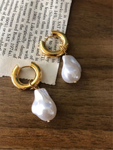 Load image into Gallery viewer, Pearl Drop Earrings, Baroque pearl earrings, Statement earrings, Huggie earrings, Womens pearl earrings,  Retro pearl earrings, Baroque style pearl, Chic jewelry trends, Retro chic accessories, Retro imitation pearl earrings, Stainless steel earrings for women, Stainless steel jewelry, Modern vintage jewelry, Chic jewelry trends, Retro chic accessories, Retro imitation pearl earrings, Stainless steel earrings for women, Stainless steel jewelry, Modern vintage jewelry.